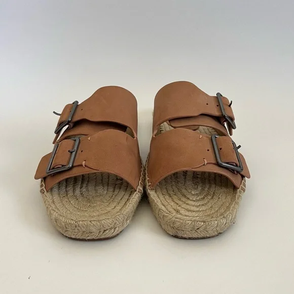 Splendid Blake Buckle Strap Leather Espadrille Slip On Sandals Anthropologie 8.5 - Picture 6 of 10